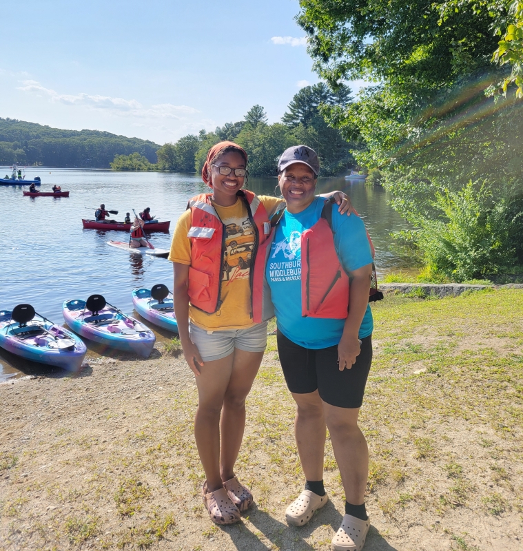 A mother and daughter in Life vests