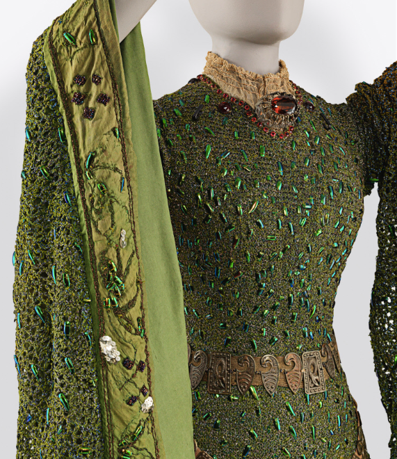 shiny green dress on a mannequin