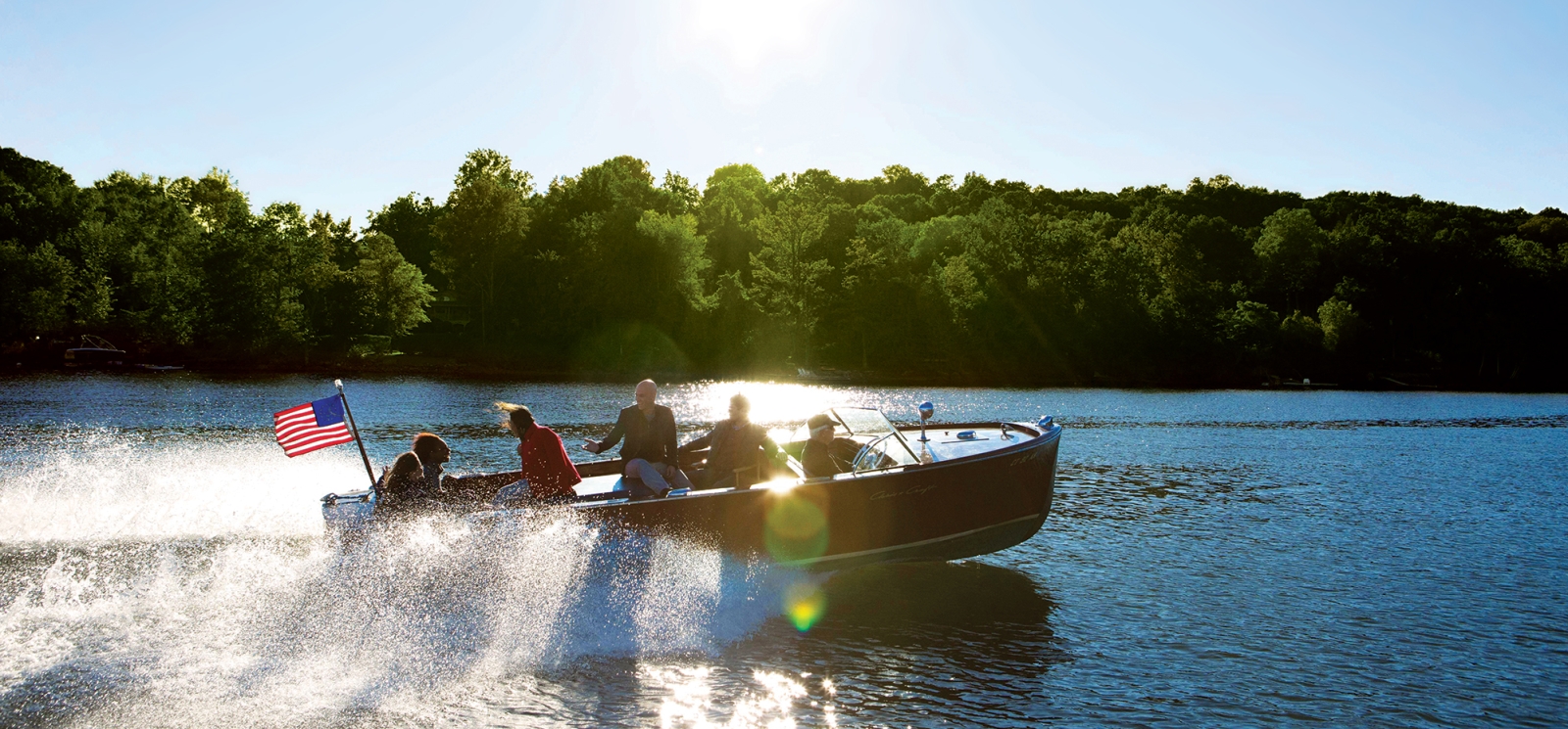 Friends boating on Lake Waramaug