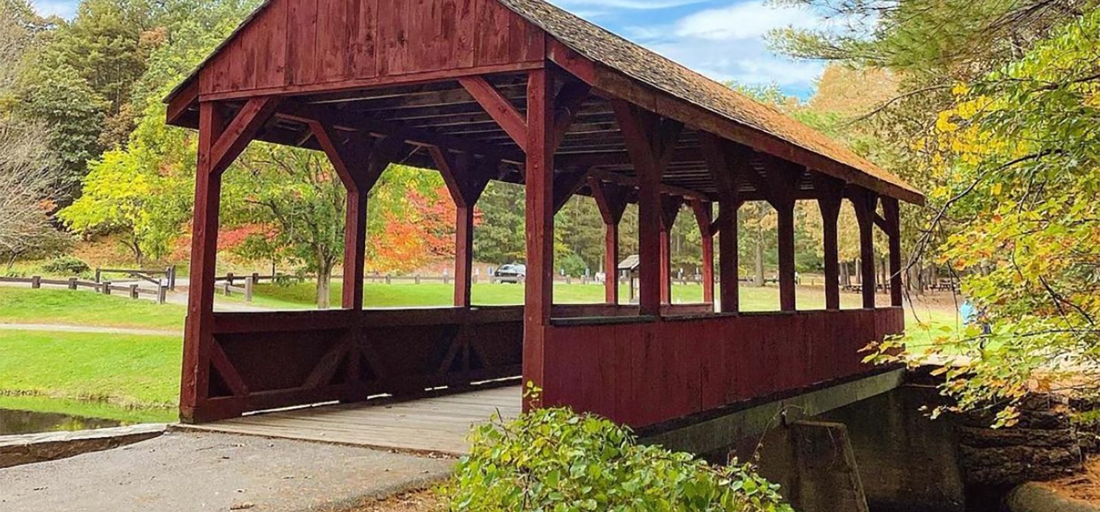 Covered bridge at Stratton Brook State Park (Instagram@ilovemoo)