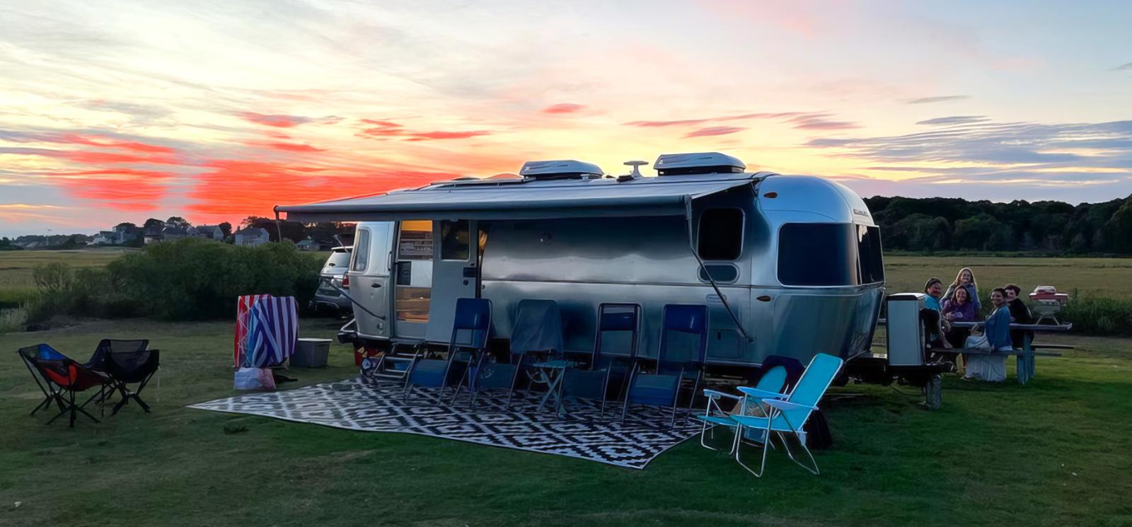Family camping at Hammonassett State Park (Instagram@adventuresofroytheairstream)