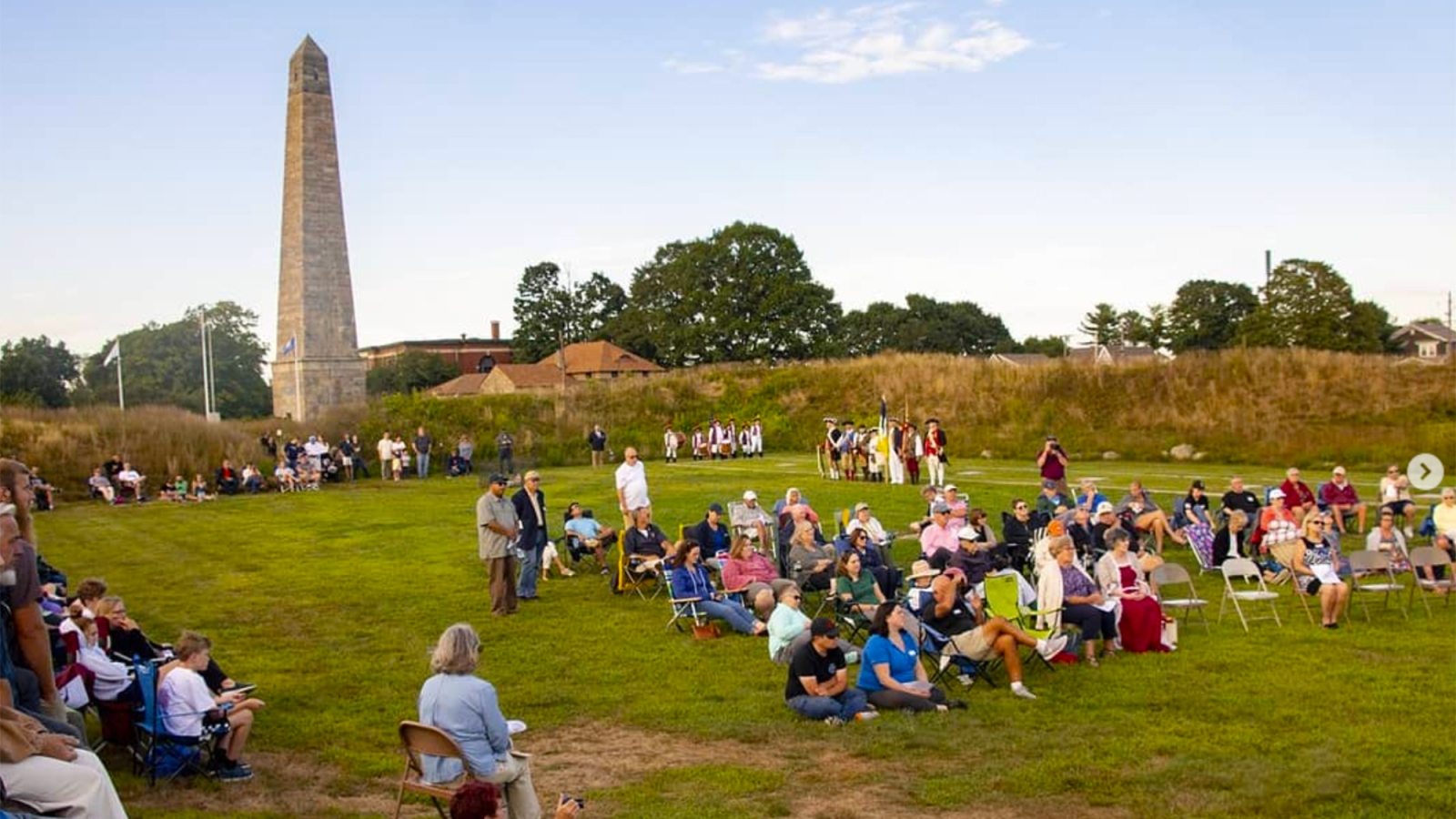 Many people at event near a monument (Instagram@fortgriswold)