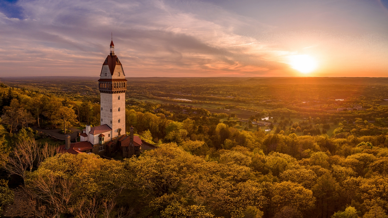 Aerial show of Talcott Mountain in Fall