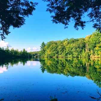 Two kayakers in Burr Pond State Park