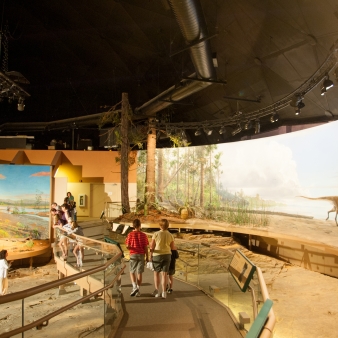 Families exploring inside of Dinosaur State Park