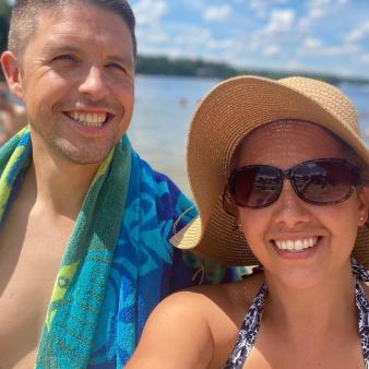 A couple at the beach at Gardner Lake (Instagram@dziadulmom)