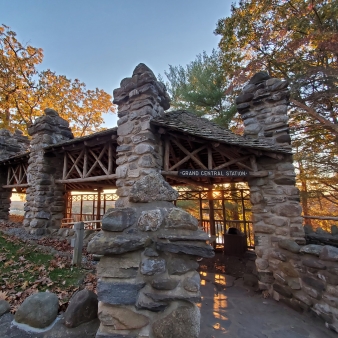 Side view of Gillette Castle in Fall (Facebook)