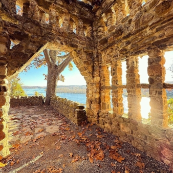 View from terrace of Gillette Castle overlooking river (Instagram@ilovemoo)