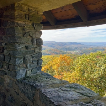 A beautiful view from inside a stone tower (Instagram@jeneltravelllc)