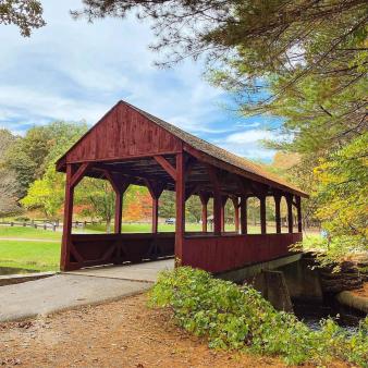 Covered bridge at Stratton Brook State Park (Instagram@ilovemoo)