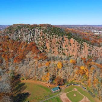 Aerial view of West Rock Ridge (Instagram@drone.worlds)