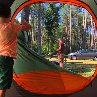 Father and son pitching tent inside Black Rock State Park (Instagram@juliet_koskoff)