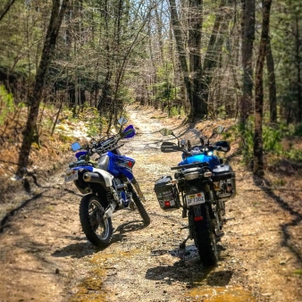 Dos motocicletas en el sendero del Bosque Estatal Quaddick (Instagram@of_her_land_adventures)