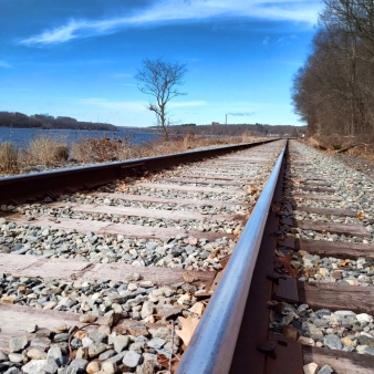 Blue sky and railroad at Stoddard Hill State Park