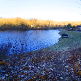 A calm autumn waterfront.