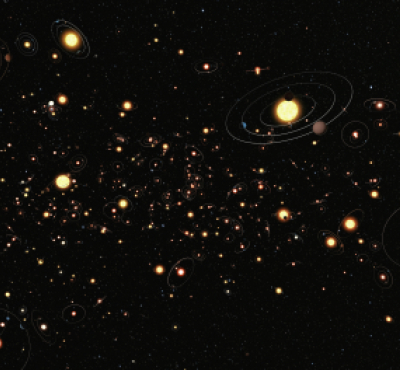 Imagen que muestra los numerosos sistemas solares de la Vía Láctea. 