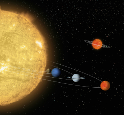 image of the Sun and four planets